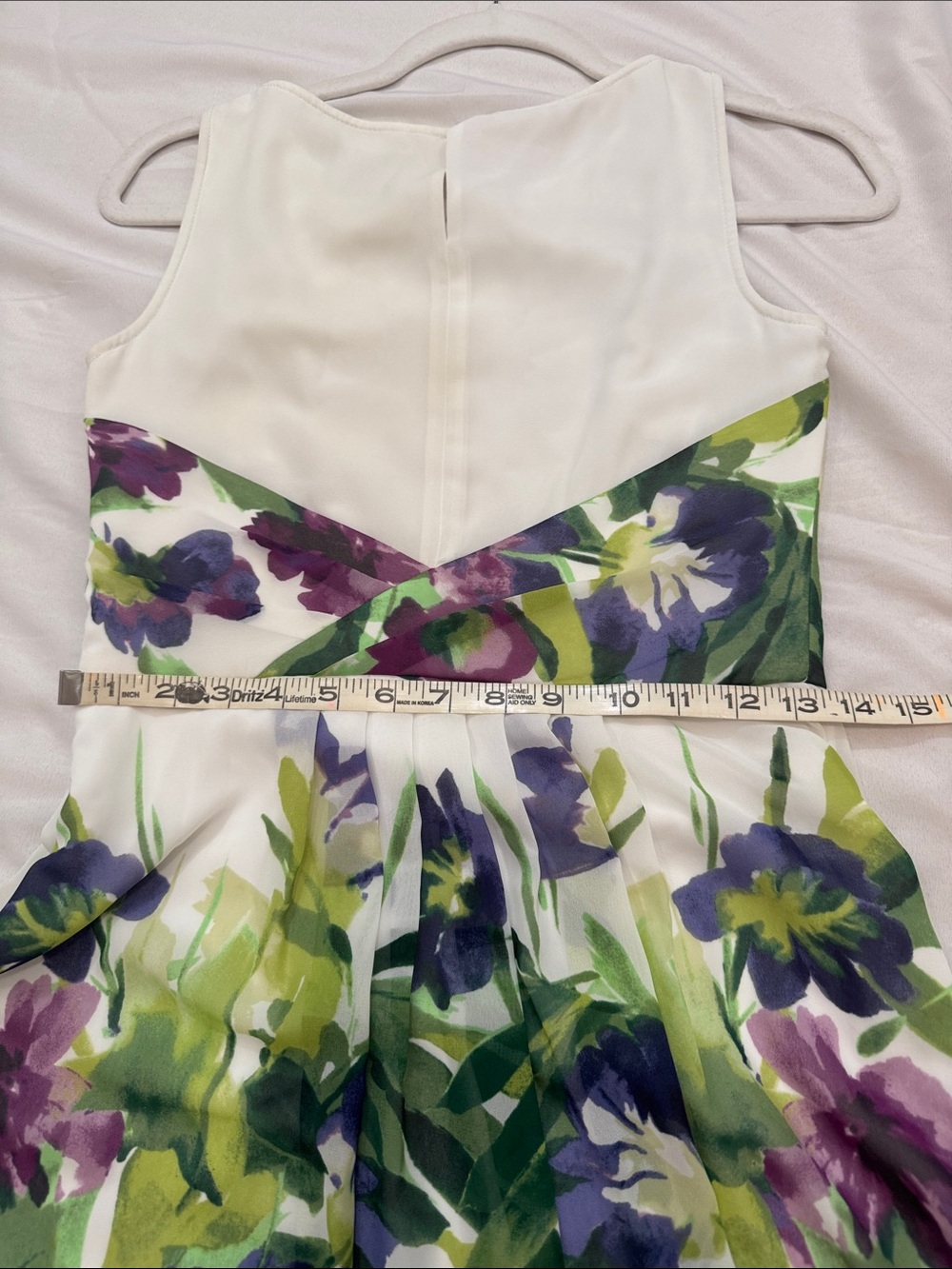 Lauren Ralph Floral Fit & Flare Dress 4P Petite Watercolor Sleeveless - Picture 12 of 13